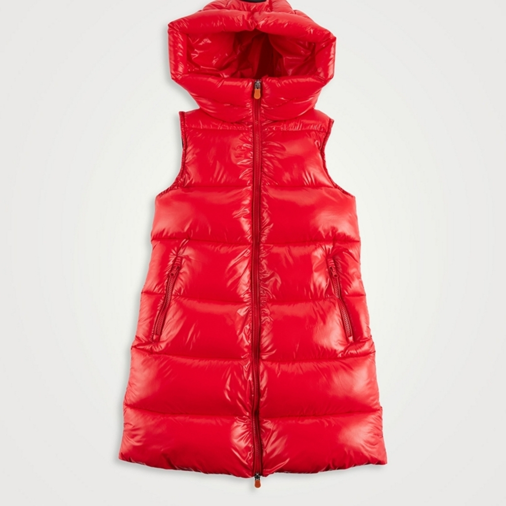 SAVE THE DUCK, Kids Uma Red Puffer Vest with Hood, 10 Kids, Bright and Fun